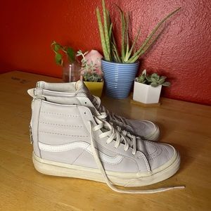 Vans SK8 Hi Zip Leather Sneakers in Gray